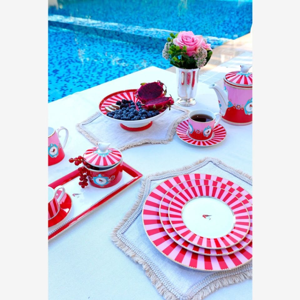 Kırmızı Pembe Porselen Kahvaltı Tabağı 21 Cm Love Birds Collection by Pip Studio