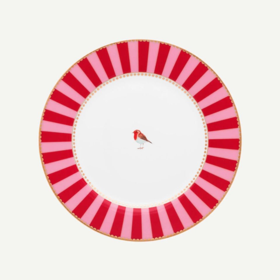 Kırmızı Pembe Porselen Kahvaltı Tabağı 21 Cm Love Birds Collection by Pip Studio