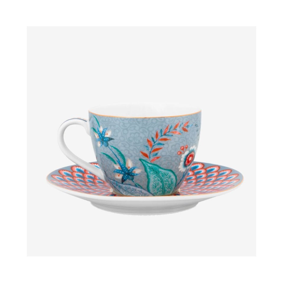 Mavi Porselen Kahve Fincan Seti 120 Ml Flower Festival Collection by Pip Studio