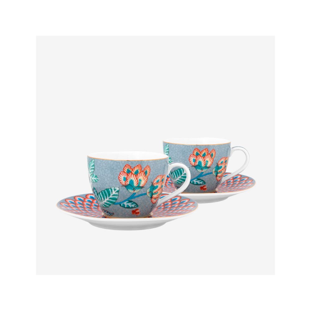 Mavi Porselen Kahve Fincan Seti 120 Ml Flower Festival Collection by Pip Studio