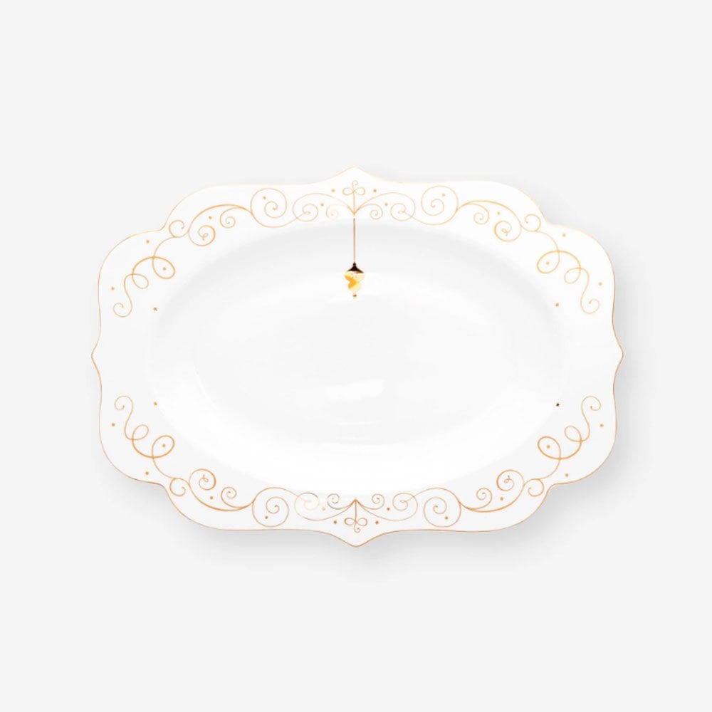 Beyaz Porselen Servis Tabağı 40 Cm Royal Gold White Collection by Pip Studio