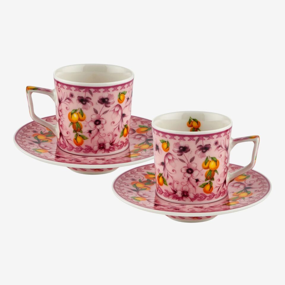 Chiara Alessi Pembe Porselen Kahve Fincan Seti 120 Ml Arancia Collection