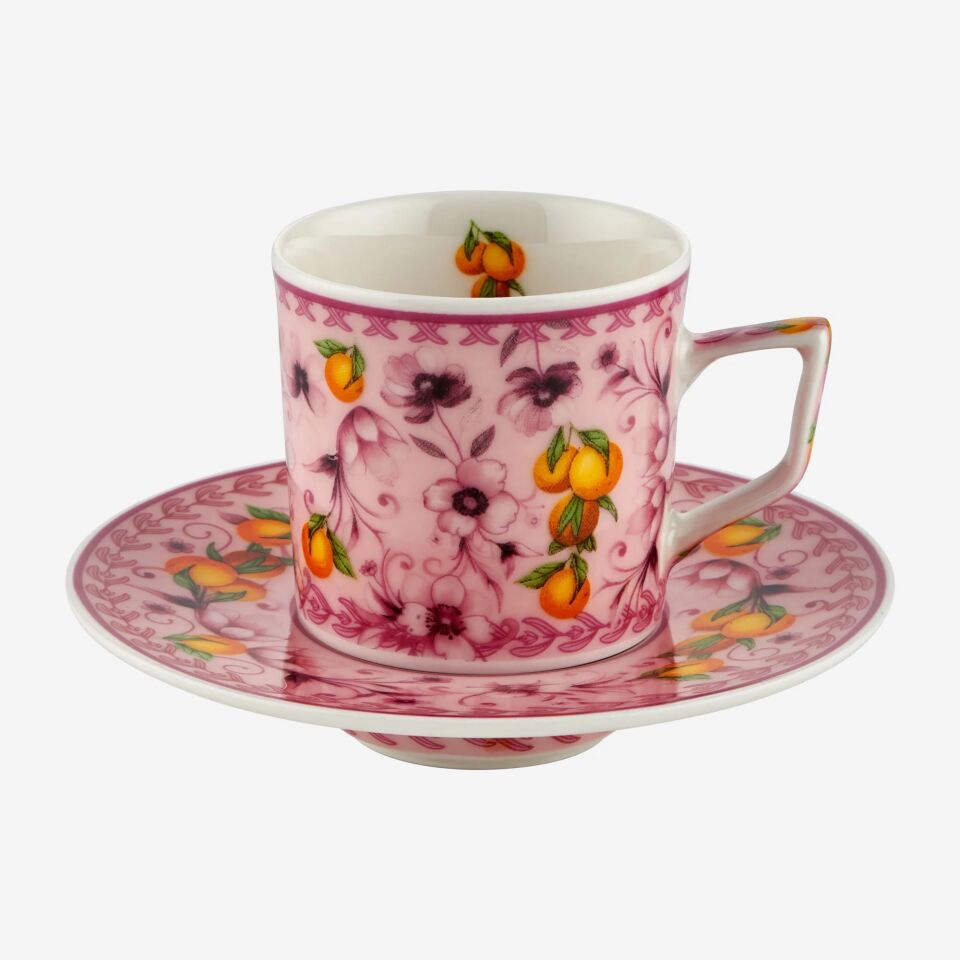 Chiara Alessi Pembe Porselen Kahve Fincan Seti 120 Ml Arancia Collection