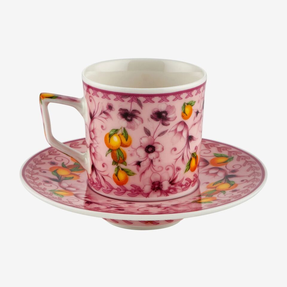 Chiara Alessi Pembe Porselen Kahve Fincan Seti 120 Ml Arancia Collection
