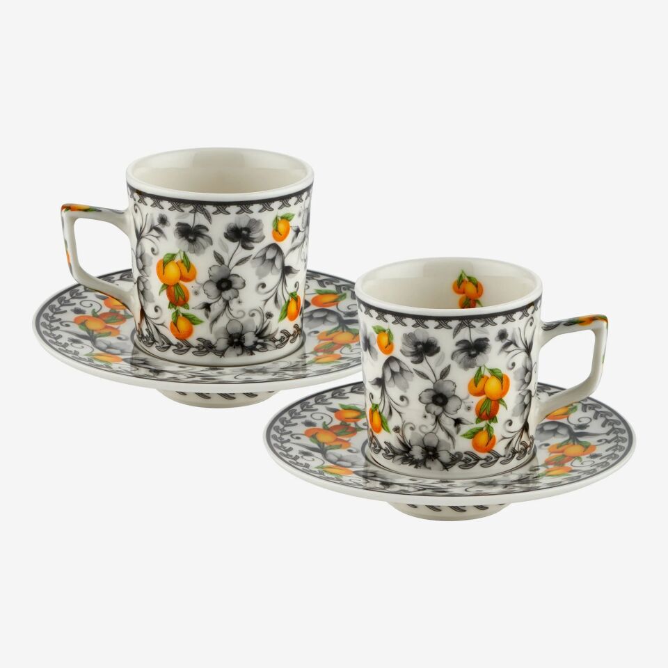 Chiara Alessi Gri Porselen Kahve Fincan Seti 120 Ml Arancia Collection