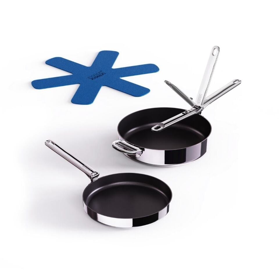 Joseph Joseph Space 3 Katmanlı Paslanmaz Çelik Seramik Kaplama 3 Parça Kızartma Tavası Seti