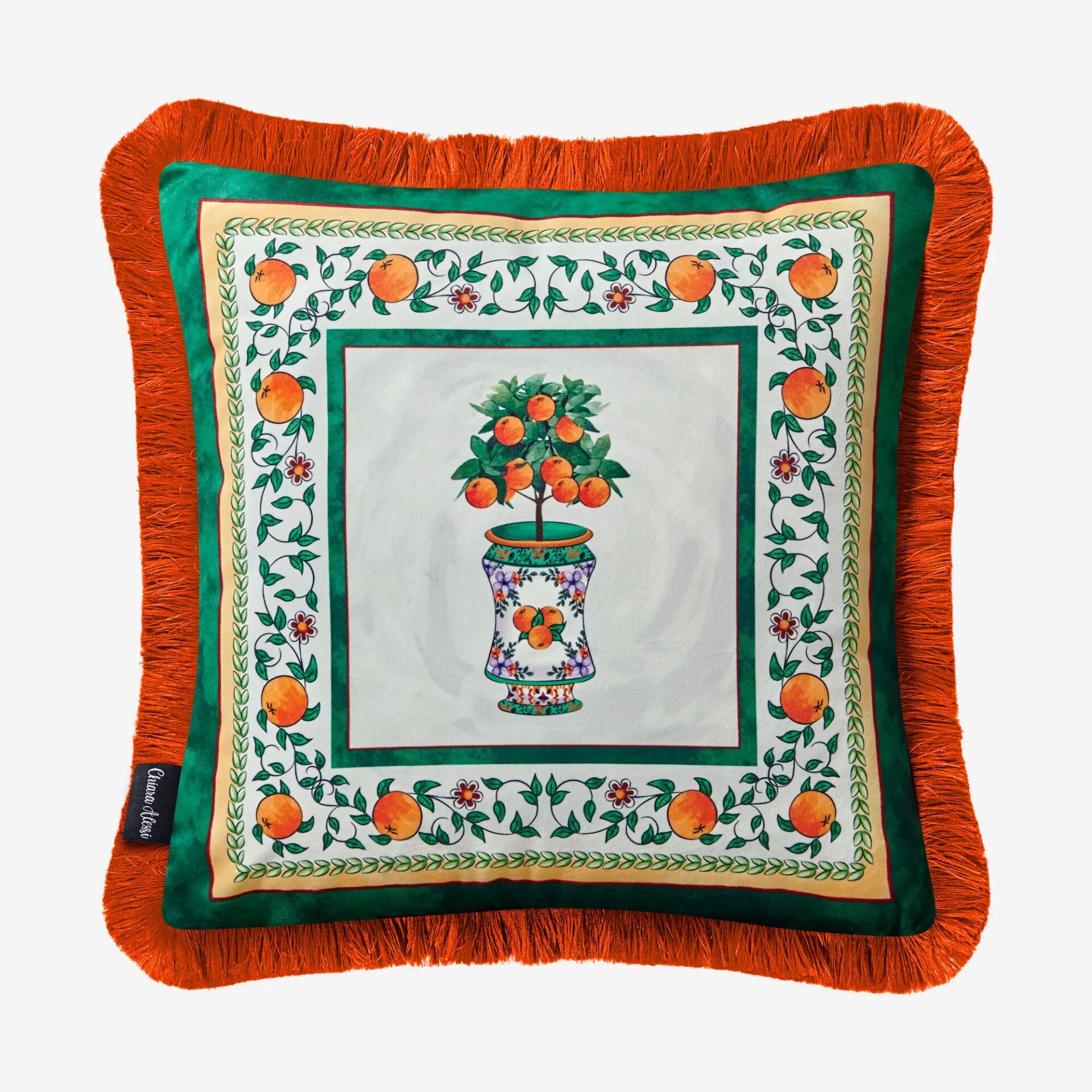 Chiara Alessi Turuncu Kadife Dekoratif Yastık 45X45 Cm Carpe Diem Collection