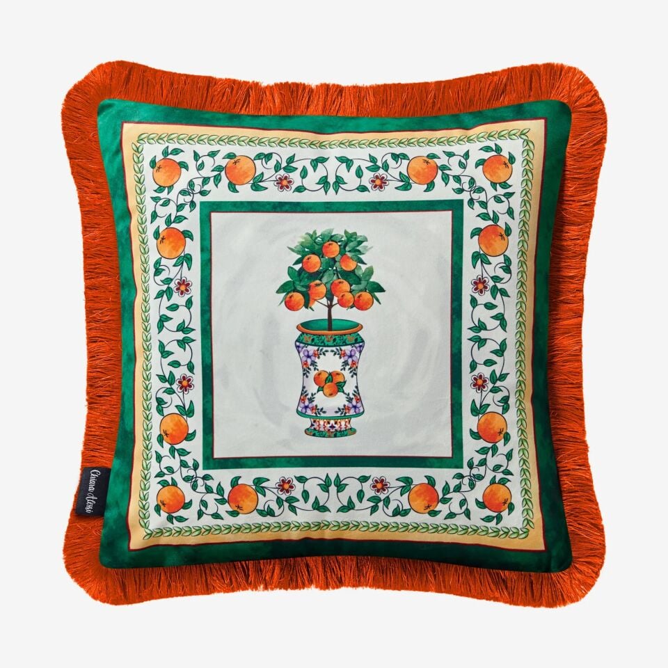 Chiara Alessi Turuncu Kadife Dekoratif Yastık 45X45 Cm Carpe Diem Collection