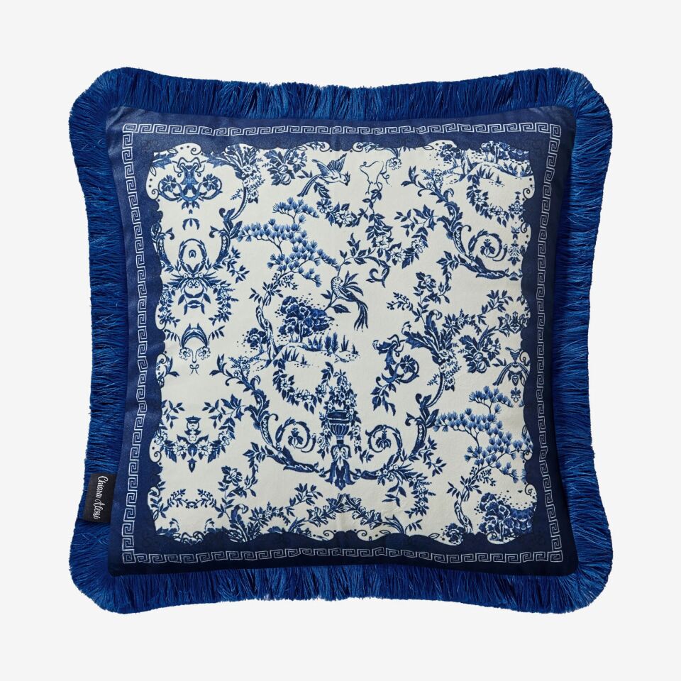 Mavi Kadife Dekoratif Yastık 45X45 Cm Carpe Diem Collection | by Chiara Alessi