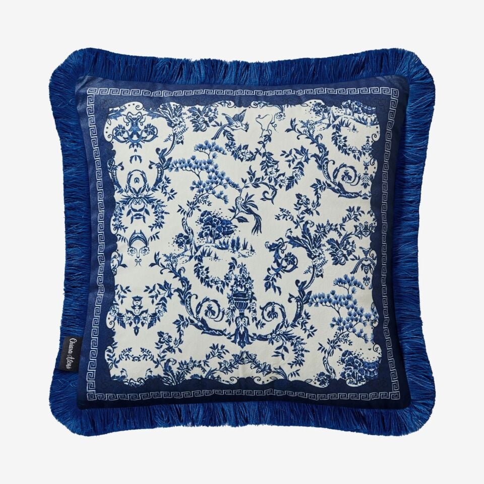 Chiara Alessi Mavi Kadife Dekoratif Yastık 45X45 Cm Carpe Diem Collection