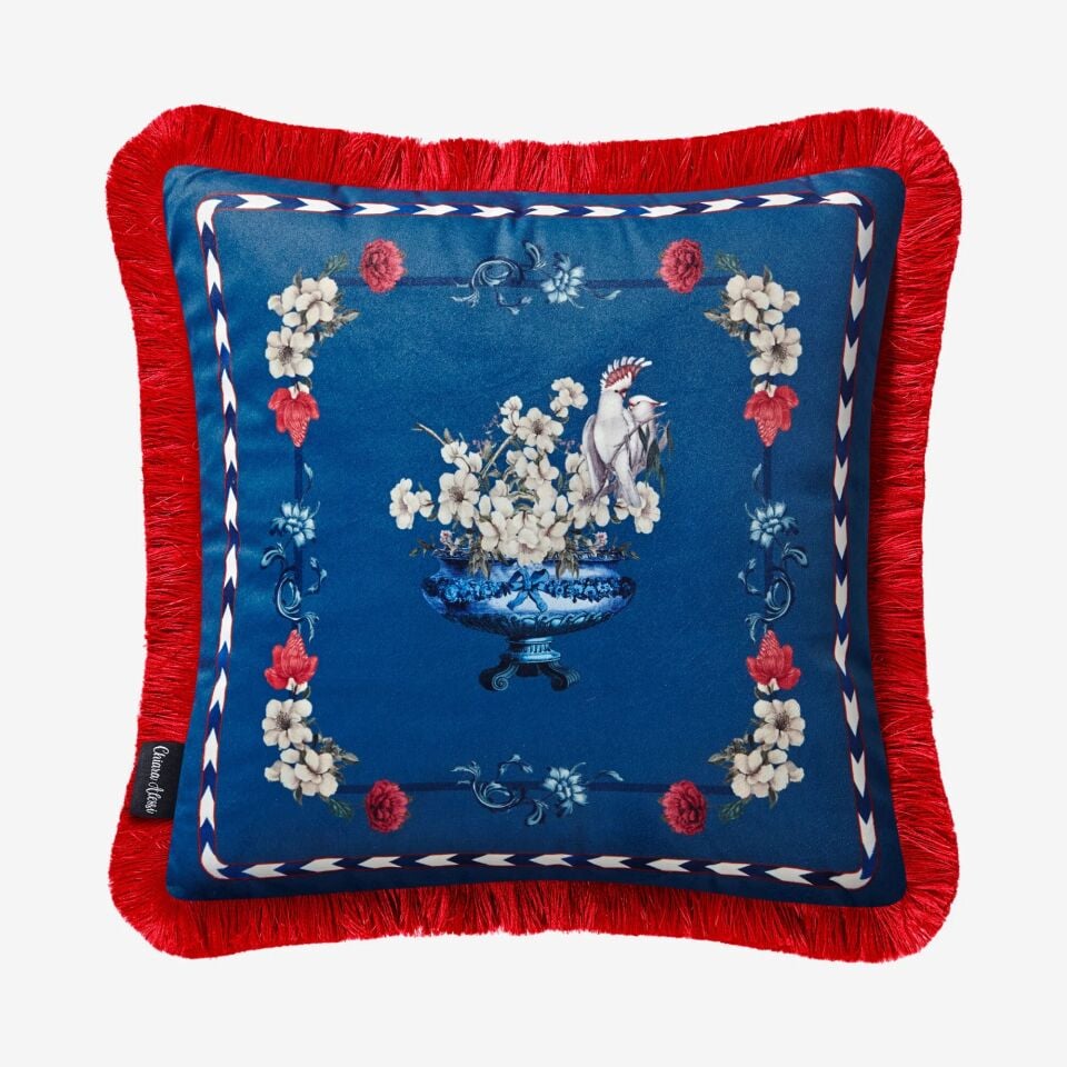 Chiara Alessi Mavi Kadife Dekoratif Yastık 45X45 Cm Carpe Diem Collection
