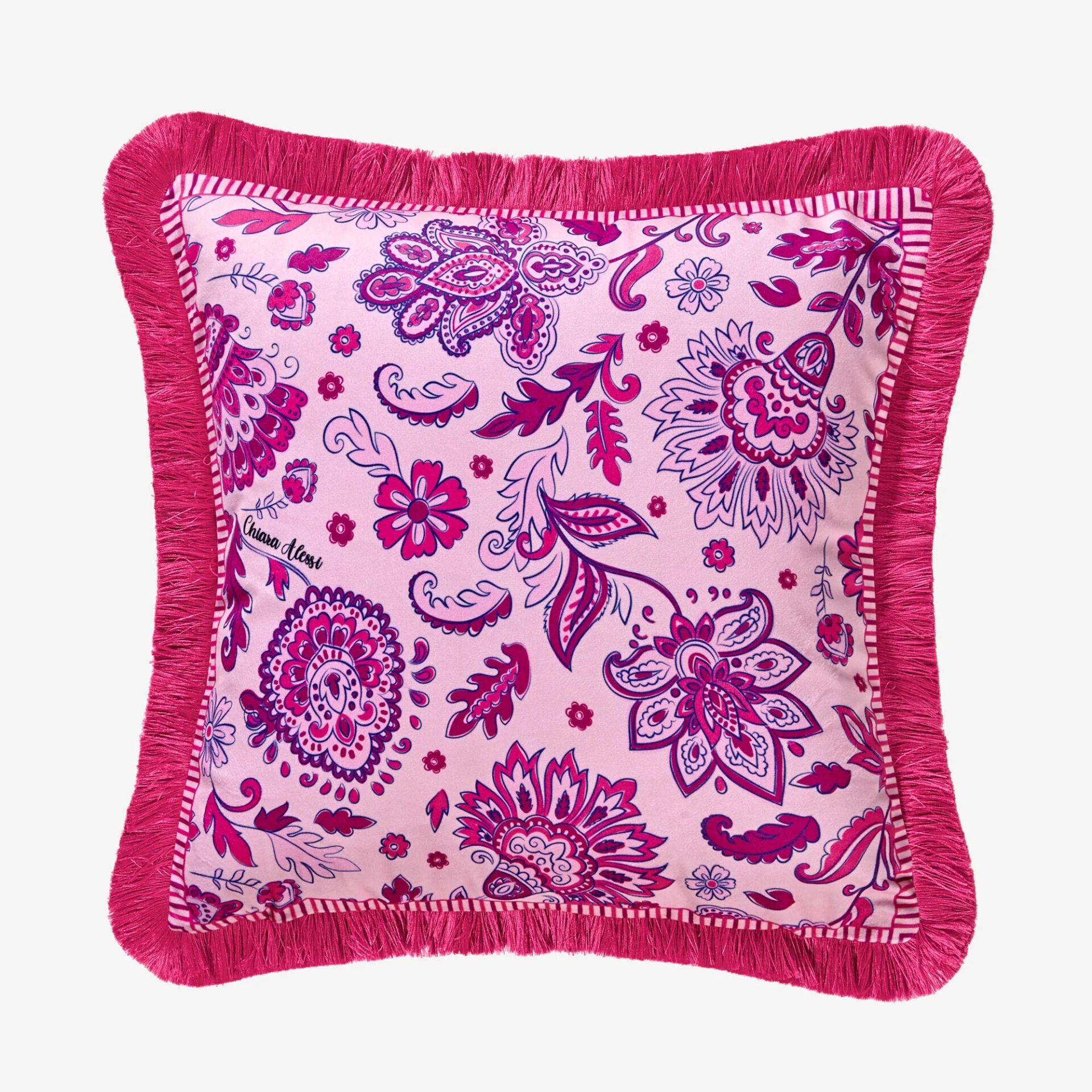 Chiara Alessi Pembe Kadife Dekoratif Yastık 45X45 Cm Lily Collection