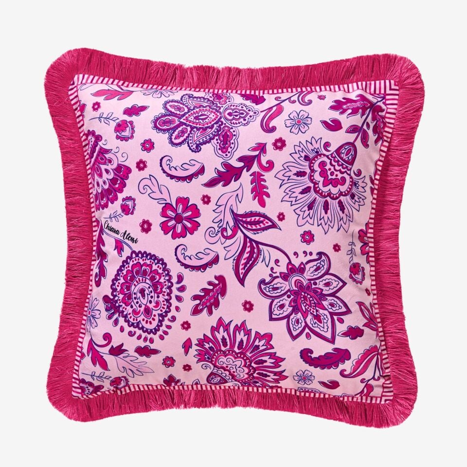 Chiara Alessi Pembe Kadife Dekoratif Yastık 45X45 Cm Lily Collection