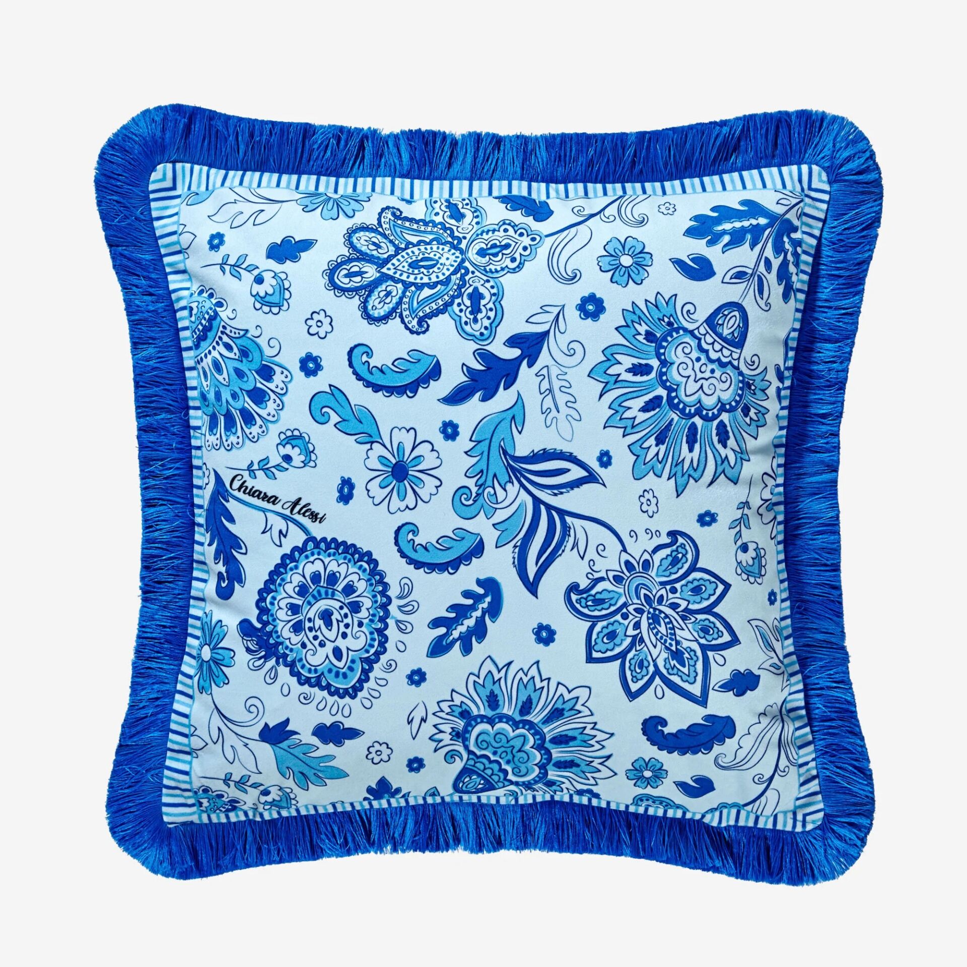 Chiara Alessi Mavi Kadife Dekoratif Yastık 45X45 Cm Lily Collection