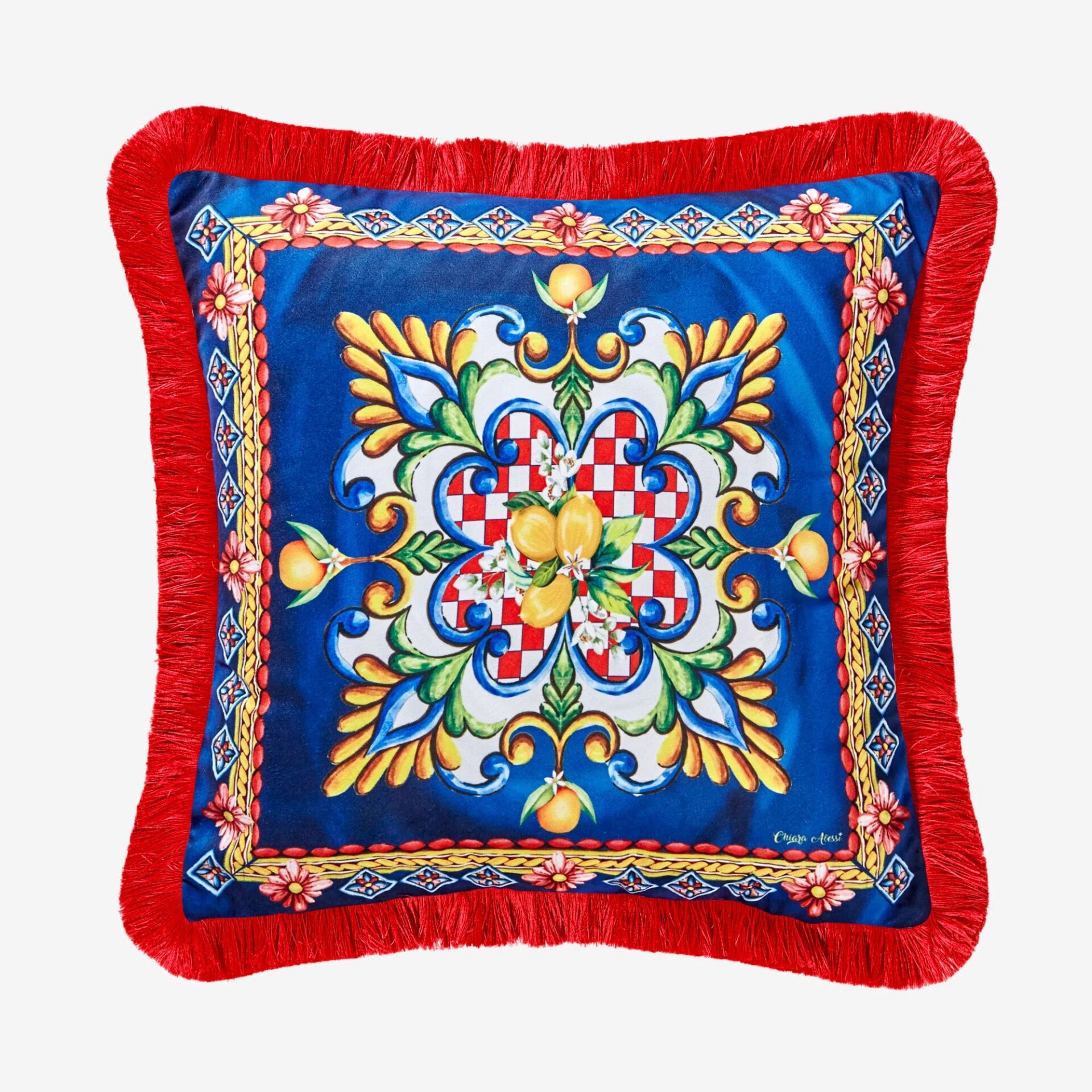 Chiara Alessi Lacivert Kadife Dekoratif Yastık 45X45 Cm La Felicita Collection