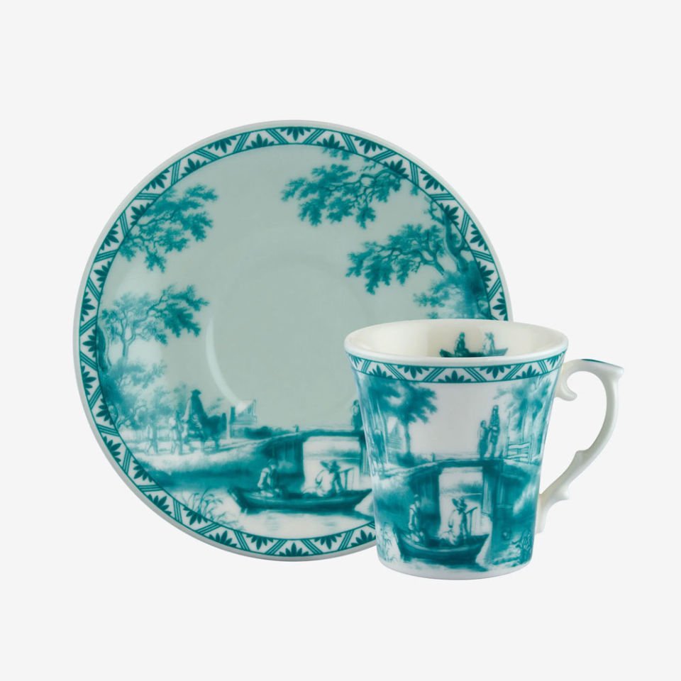 Yeşil Porselen Kahve Fincan Seti 120 Ml Romance Collection by Chiara Alessi