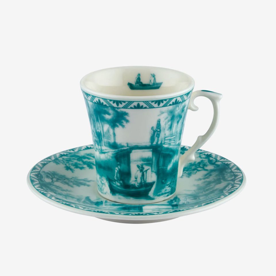 Yeşil Porselen Kahve Fincan Seti 120 Ml Romance Collection by Chiara Alessi