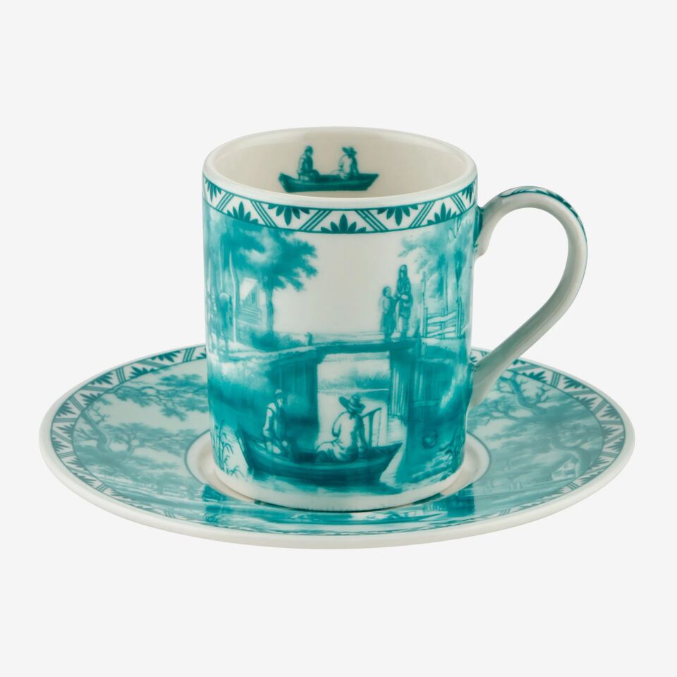 Yeşil Porselen Kahve Fincan Seti 90 Ml Romance Collection by Chiara Alessi