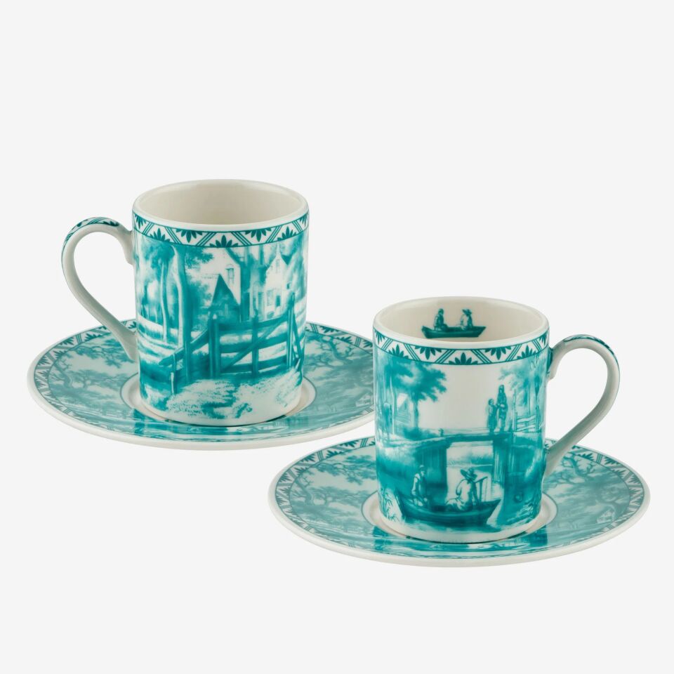 Yeşil Porselen Kahve Fincan Seti 90 Ml Romance Collection by Chiara Alessi
