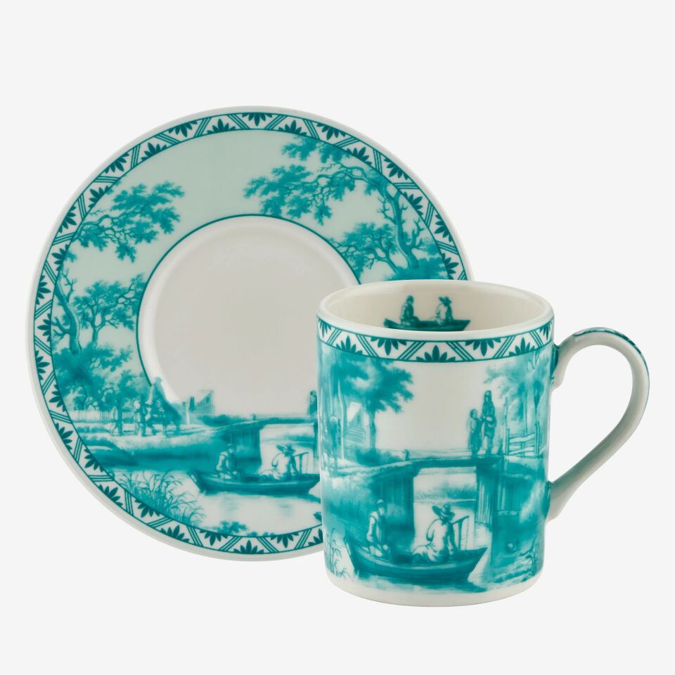 Yeşil Porselen Kahve Fincan Seti 90 Ml Romance Collection by Chiara Alessi