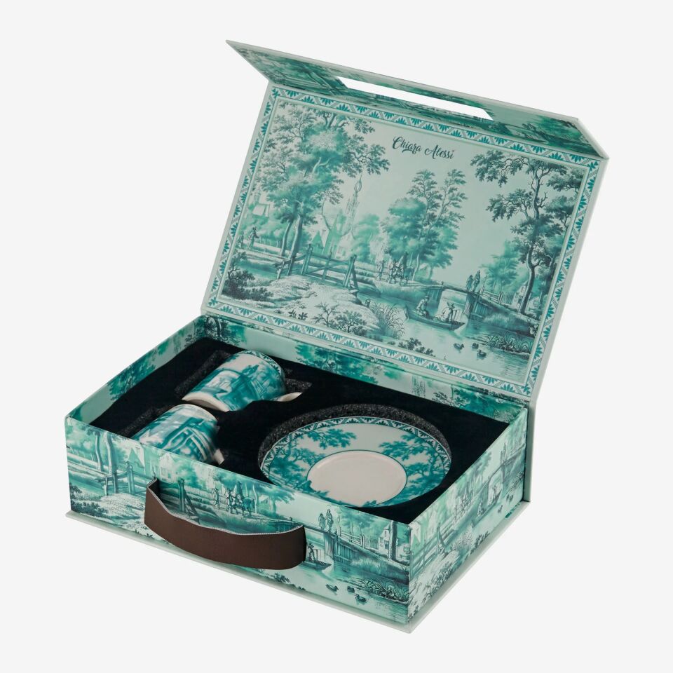 Yeşil Porselen Kahve Fincan Seti 90 Ml Romance Collection by Chiara Alessi