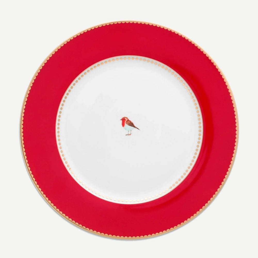 Kırmızı Porselen Yemek Tabağı 26,5 Cm Love Birds Collection by Pip Studio