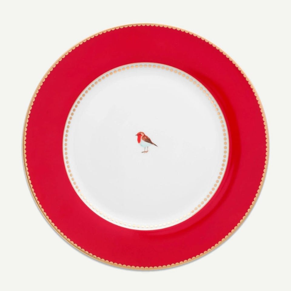 Kırmızı Porselen Yemek Tabağı 26,5 Cm Love Birds Collection by Pip Studio