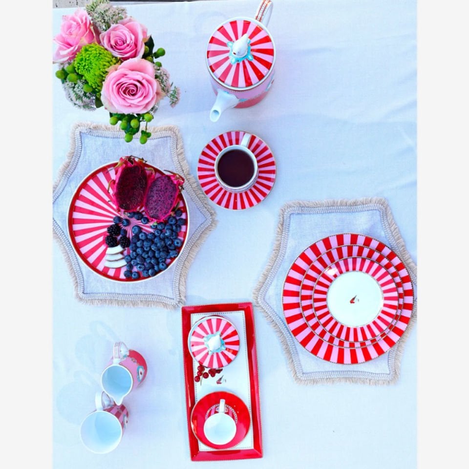 Kırmızı Pembe Porselen Yemek Tabağı 26,5 Cm Love Birds Collection by Pip Studio