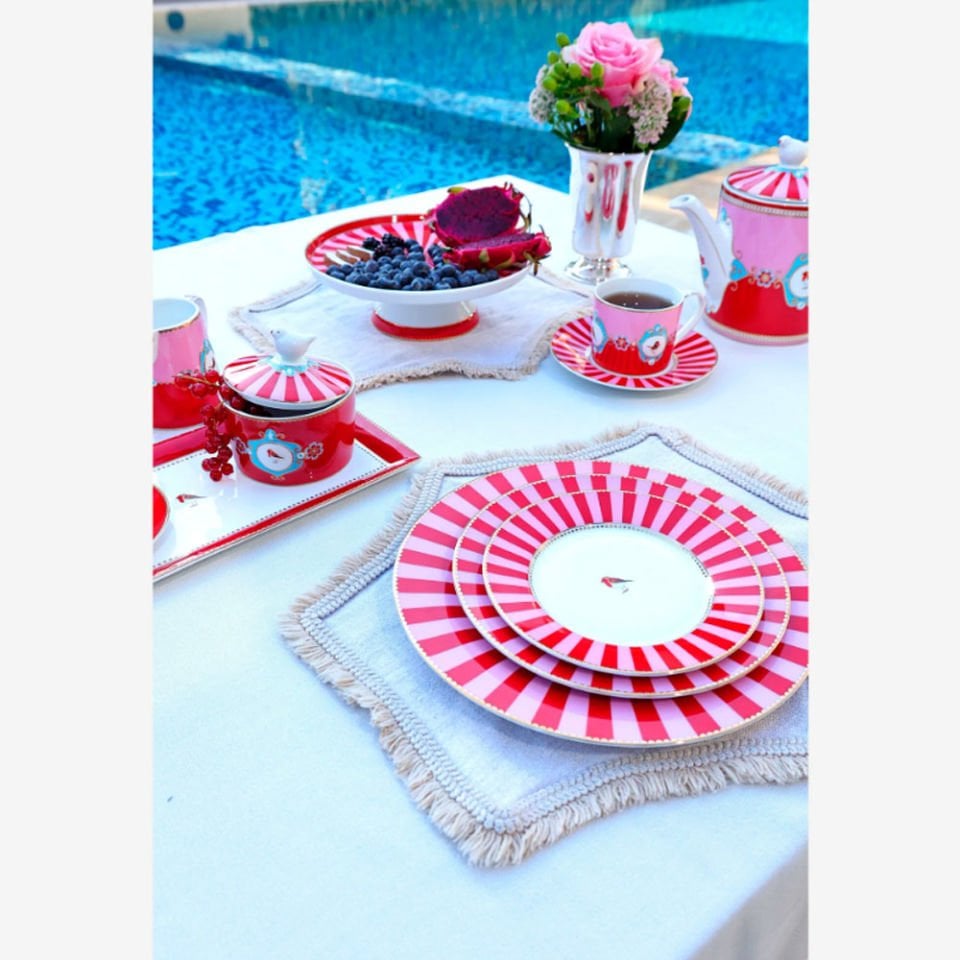 Kırmızı Pembe Porselen Yemek Tabağı 26,5 Cm Love Birds Collection by Pip Studio