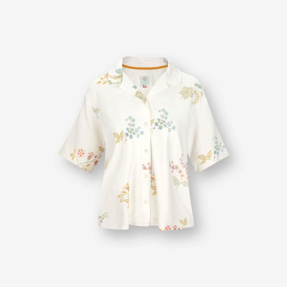 Beyaz Viscose Bluz Flora Collection by Pip Studio Small