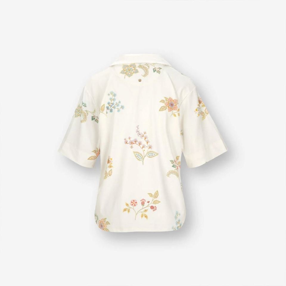Beyaz Viscose Bluz Flora Collection by Pip Studio Medium