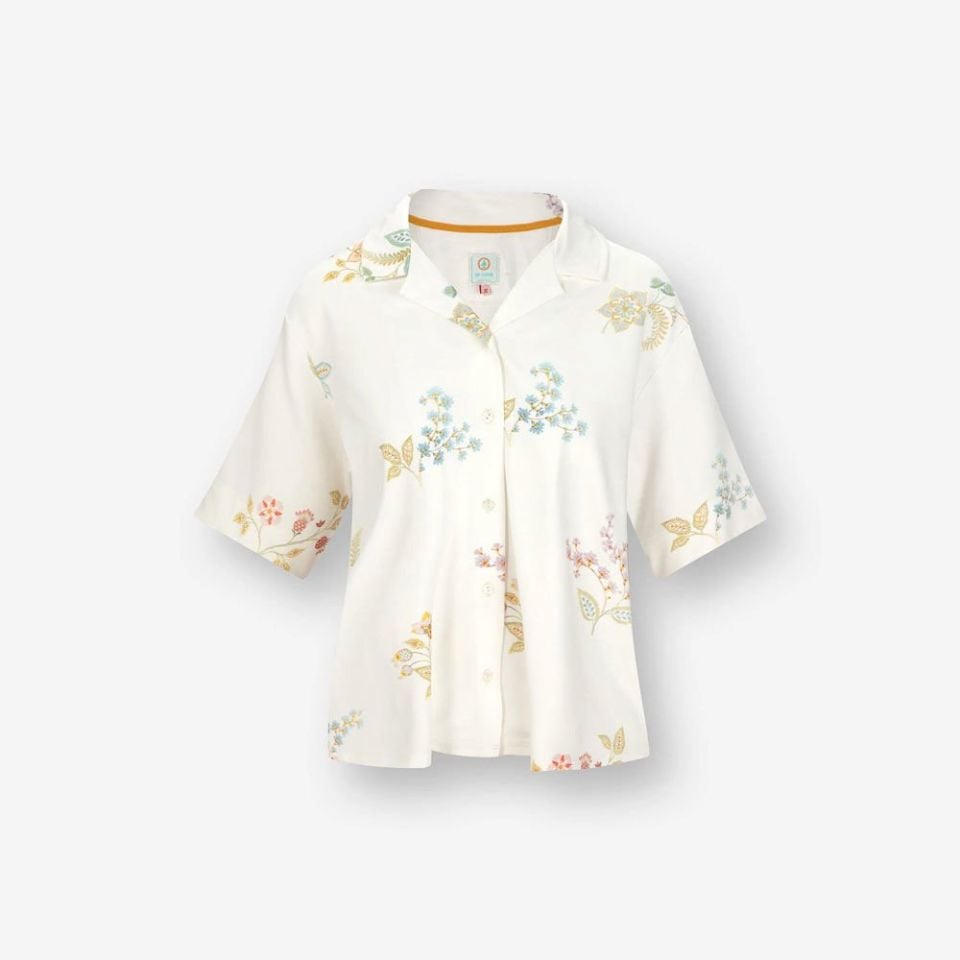Beyaz Viscose Bluz Flora Collection by Pip Studio Medium