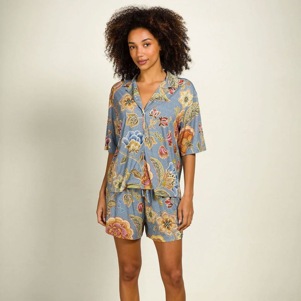 Mavi Viscose Bluz Flora Collection by Pip Studio Small