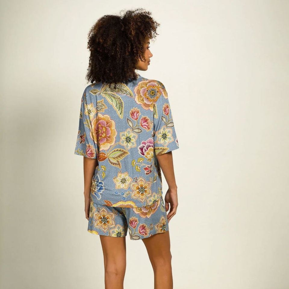 Mavi Viscose Bluz Flora Collection by Pip Studio Medium