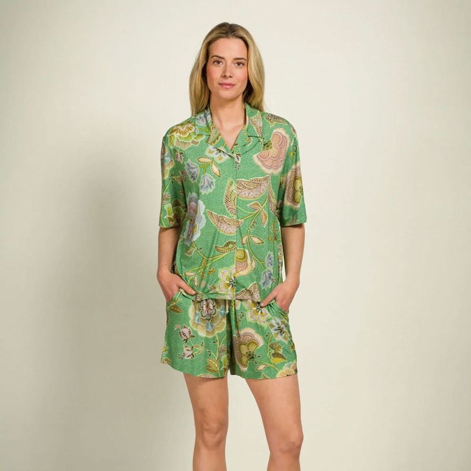 Yeşil Viscose Bluz Flora Collection by Pip Studio Medium