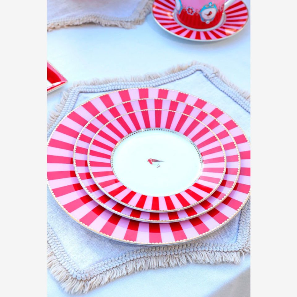 Kırmızı Pembe Porselen Pasta Tabağı 17 Cm Love Birds Collection by Pip Studio