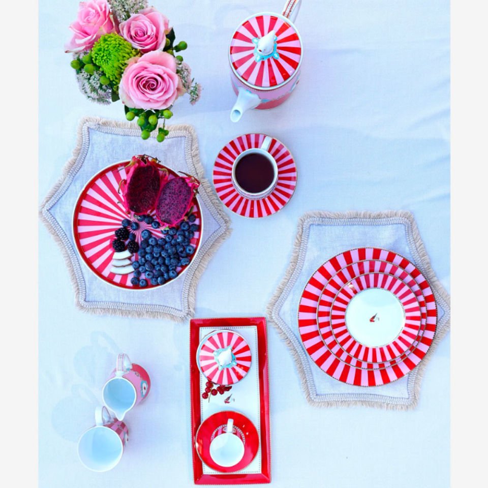 Kırmızı Pembe Porselen Pasta Tabağı 17 Cm Love Birds Collection by Pip Studio