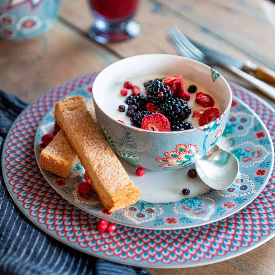 Mavi Porselen Kahvaltı Tabağı 21 Cm Flower Festival Collection by Pip Studio