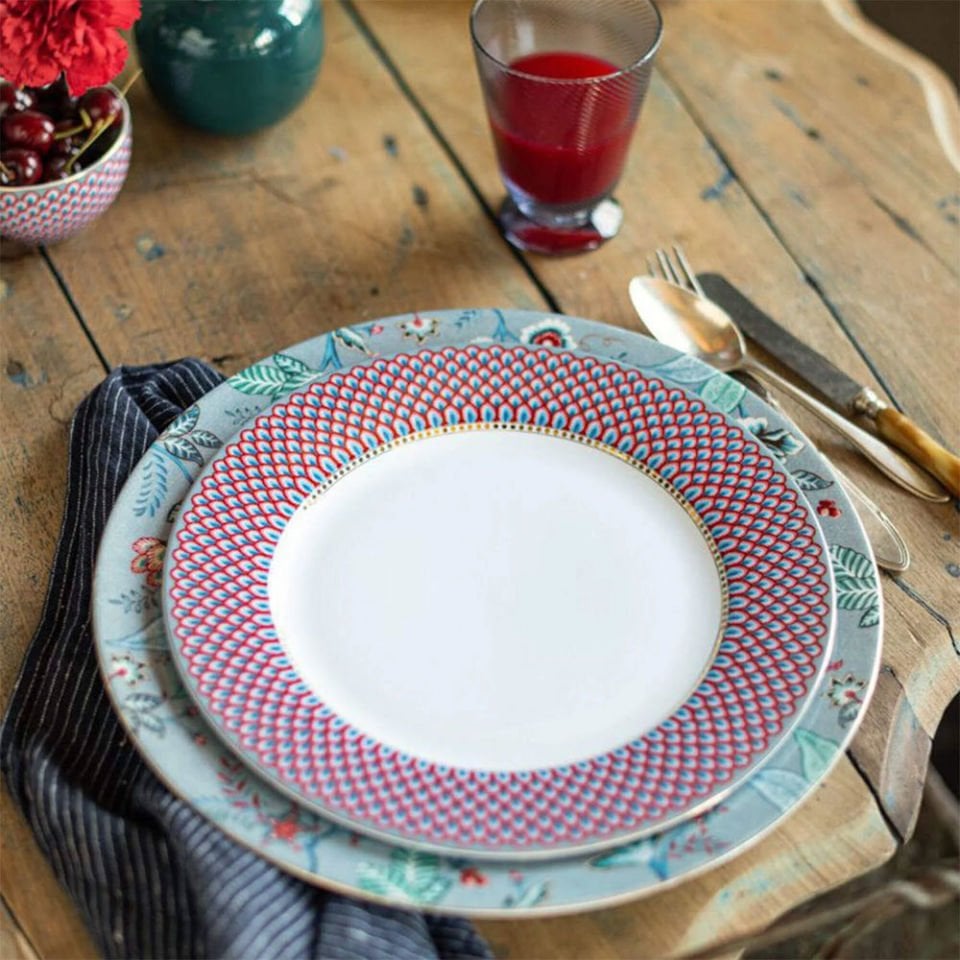 Mavi Porselen Yemek Tabağı 26,5 Cm Flower Festival Collection by Pip Studio