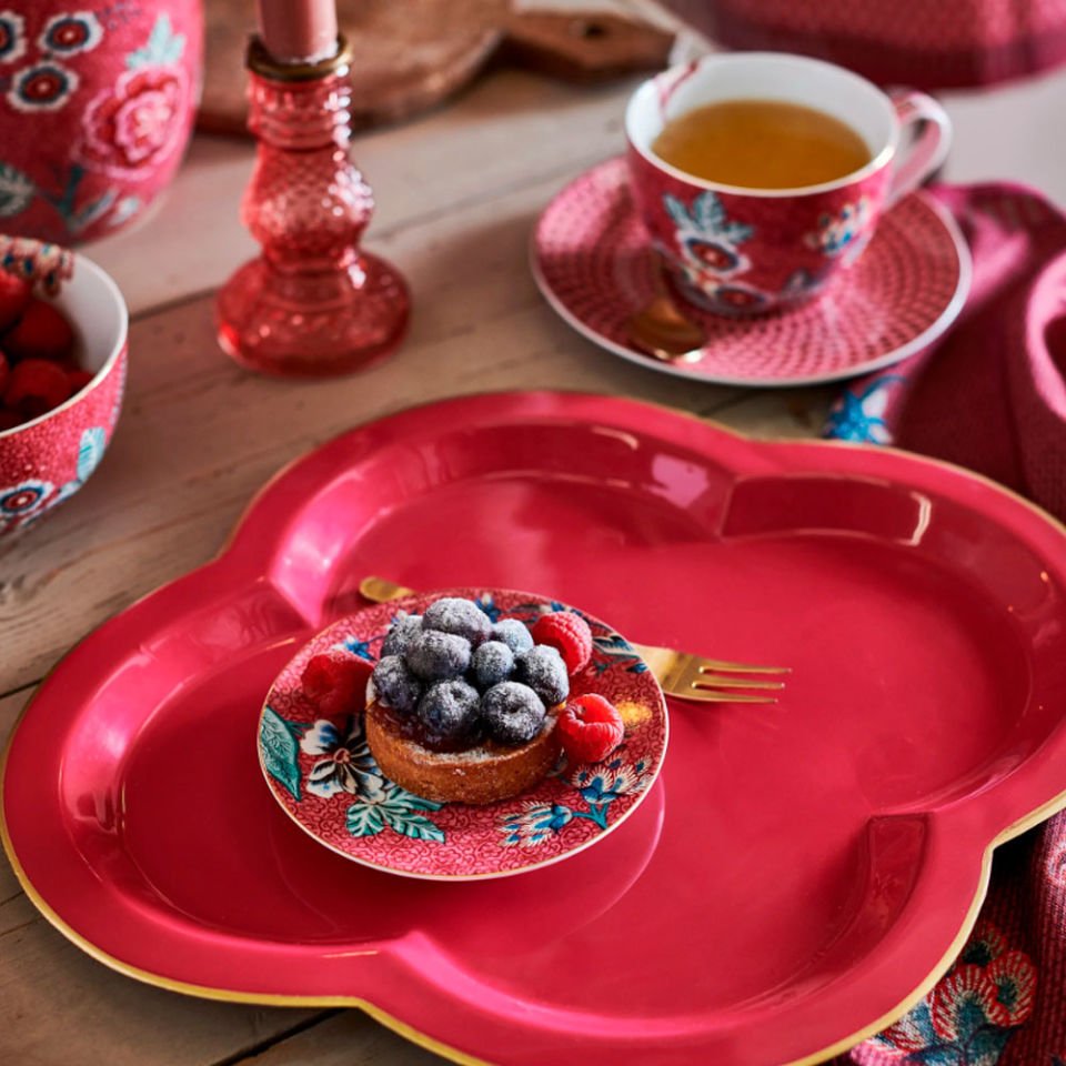 Kırmızı Porselen Petit Four Tabağı 12 Cm Flower Festival Collection by Pip Studio