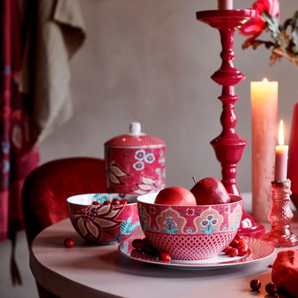 Kırmızı Porselen Yemek Tabağı 26,5 Cm Flower Festival Collection by Pip Studio