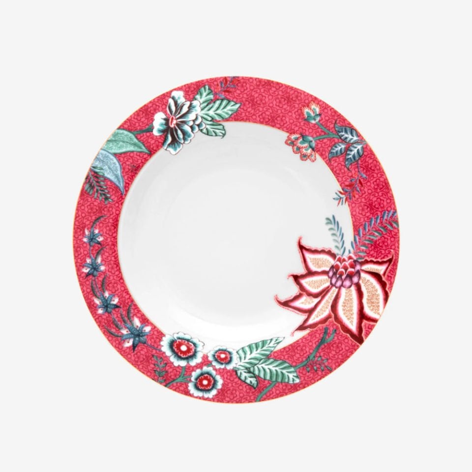 Kırmızı Porselen Çukur Tabak 21,5 Cm Flower Festival Collection by Pip Studio