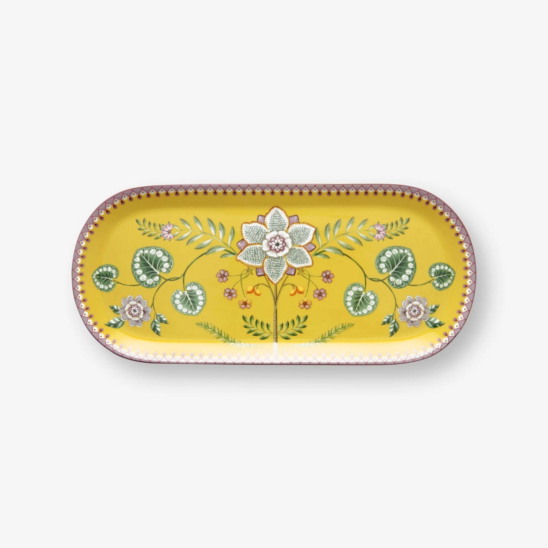 Lily & Lotus Sarı Oval Kek Servis Tabağı