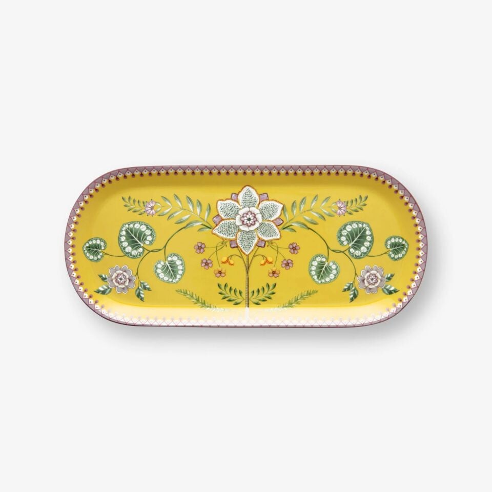 Lily & Lotus Sarı Oval Kek Servis Tabağı