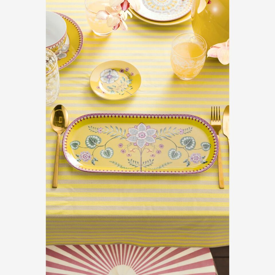 Lily & Lotus Sarı Oval Kek Servis Tabağı