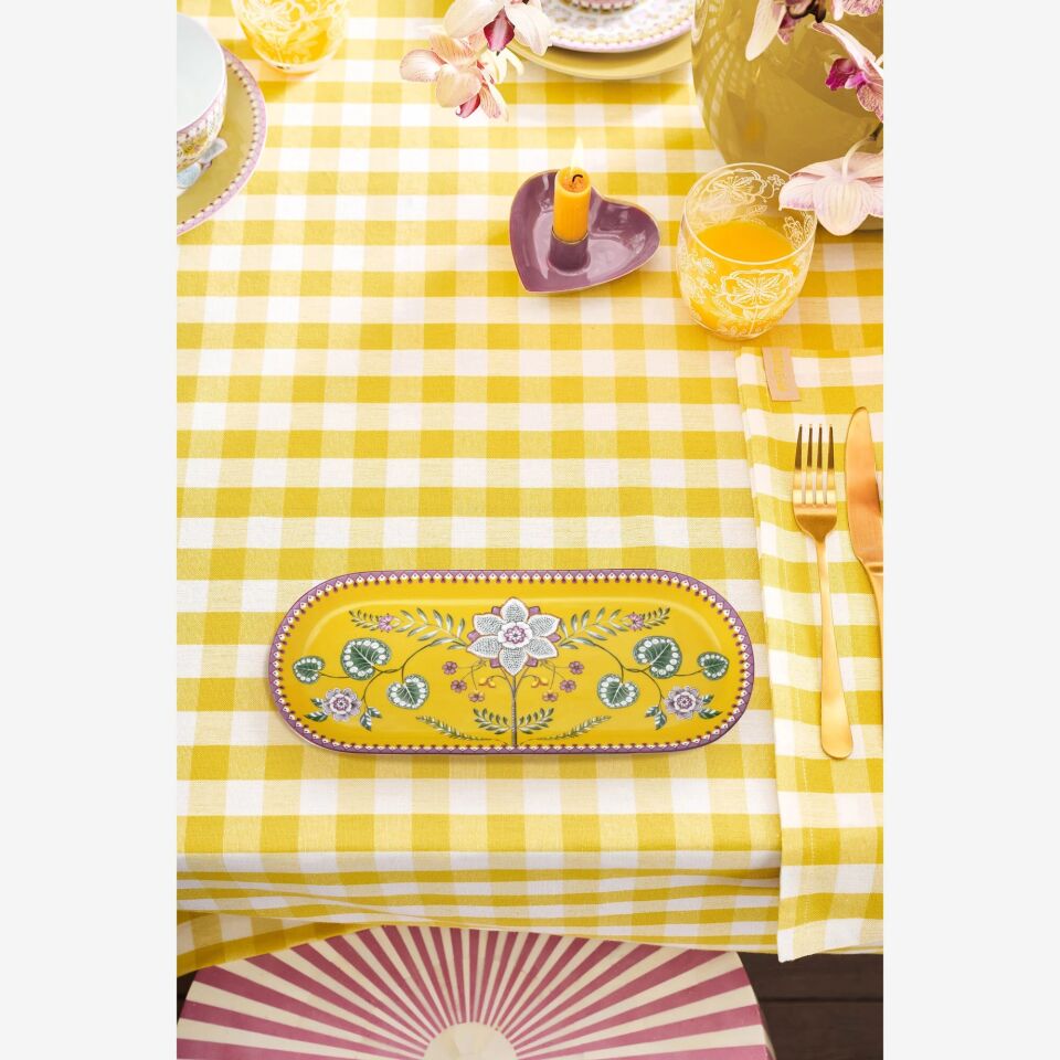 Lily & Lotus Sarı Oval Kek Servis Tabağı
