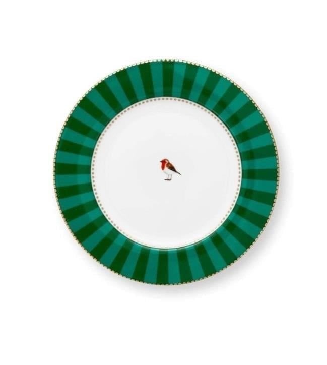 Yeşil Porselen Pasta Tabağı 17 Cm Love Birds Collection by Pip Studio