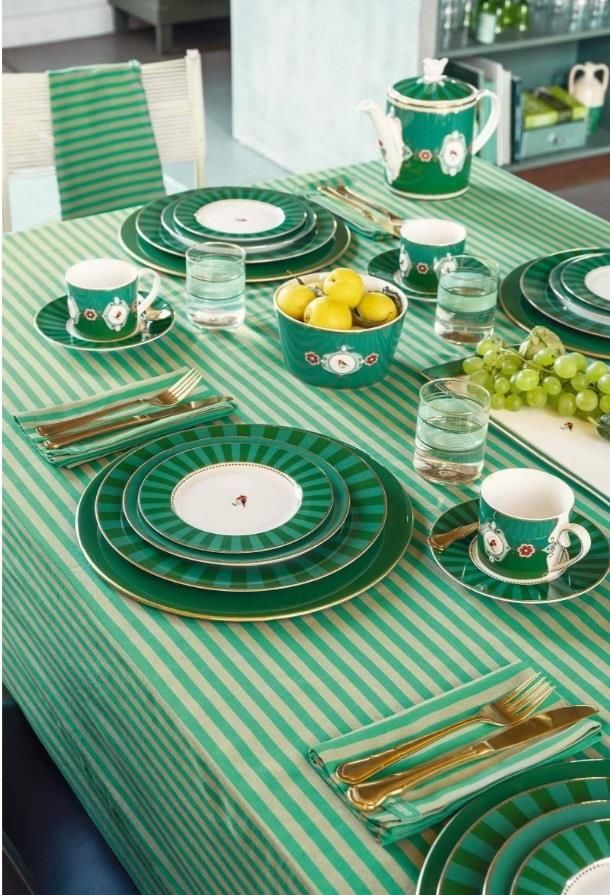 Yeşil Porselen Pasta Tabağı 17 Cm Love Birds Collection by Pip Studio