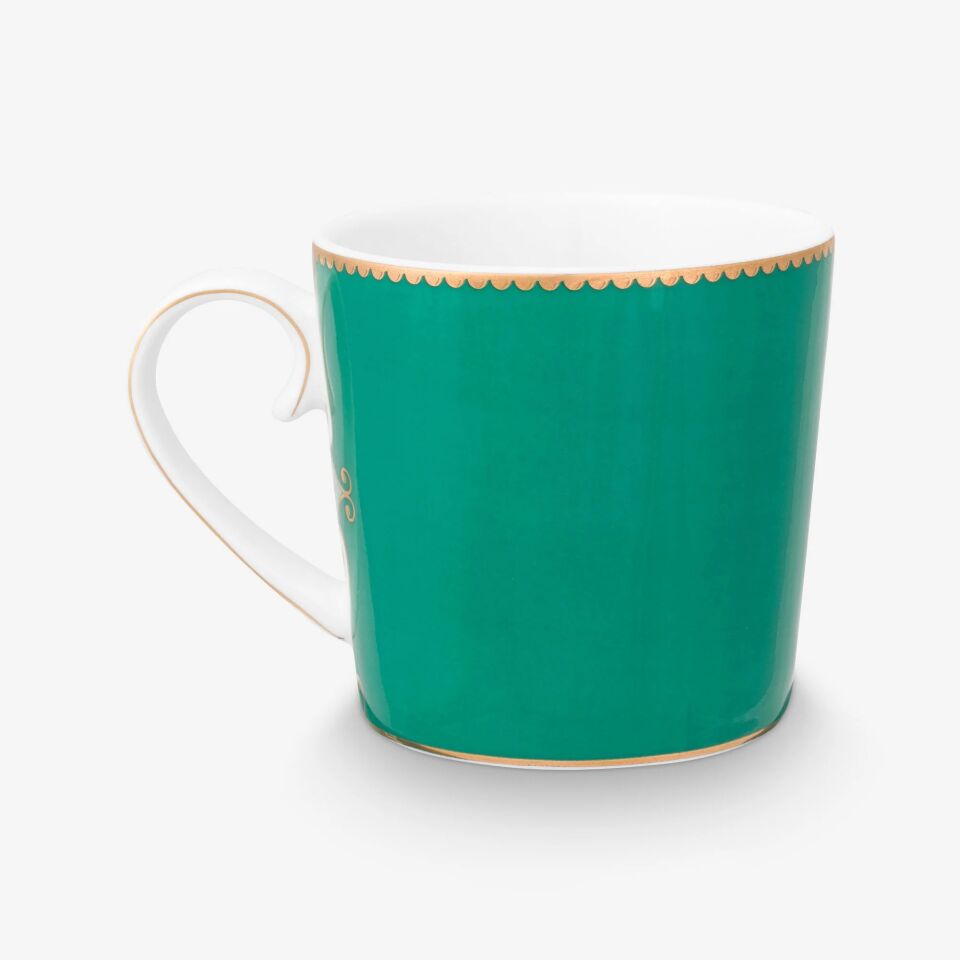 Love Birds Yeşil Madalyon Desenli İkili Küçük Mug Seti 150 ml