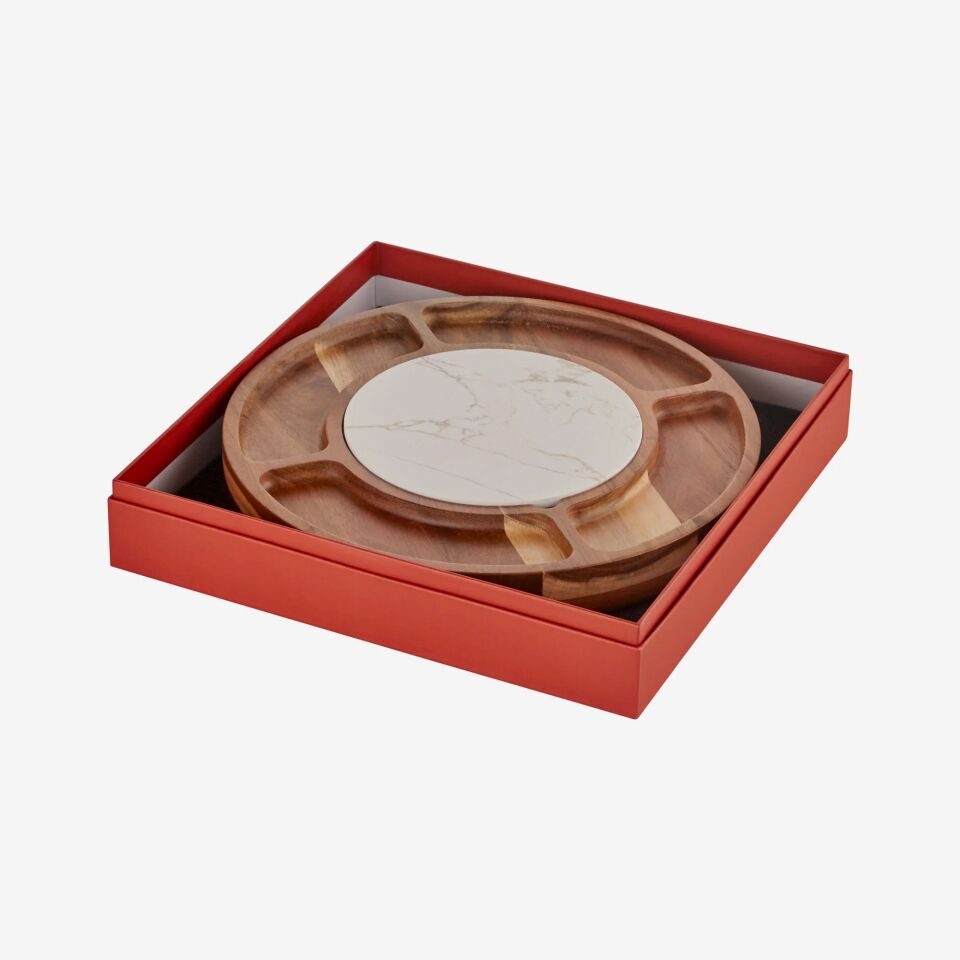 4 BÖLMELİ Kahverengi Ahşap Peynir Sunum Tabağı Acacia Elegance Collection by Chiara Alessi
